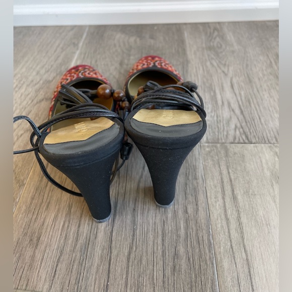 Givenchy Muti-coloured Embroidered Heels with Leather Lace-Up Straps - Picture 6 of 8